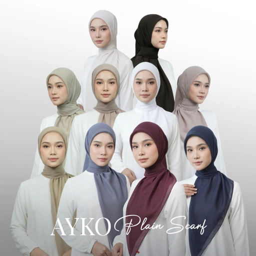 Image of Zoya - Ayko Plain Scarf - Kerudung Hijab Segiempat Polos - Bahan Paris