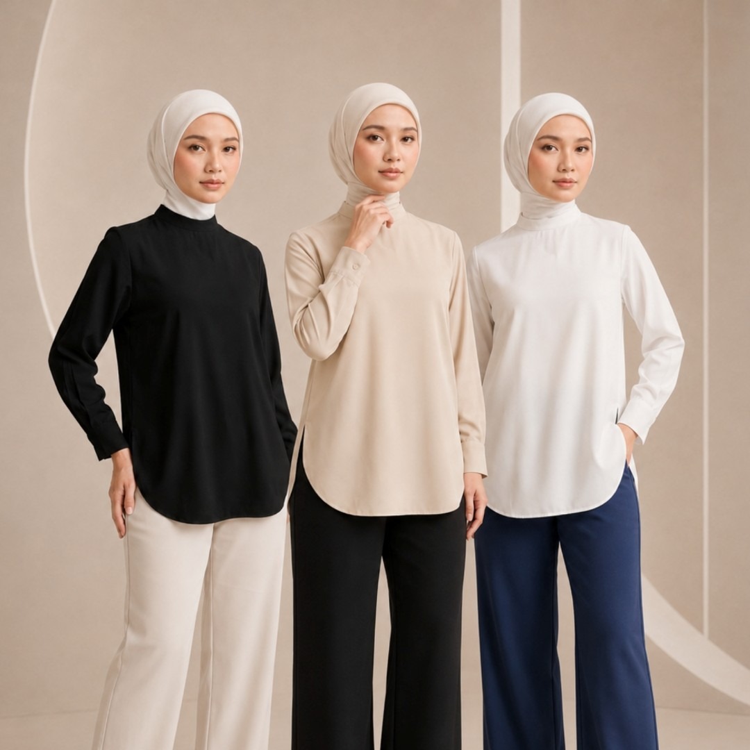 Zoya Basic Flowy Cutting Z01 Office Wear - Atasan Wanita Wudhu Friendly - Bahan Gardenia Tencel