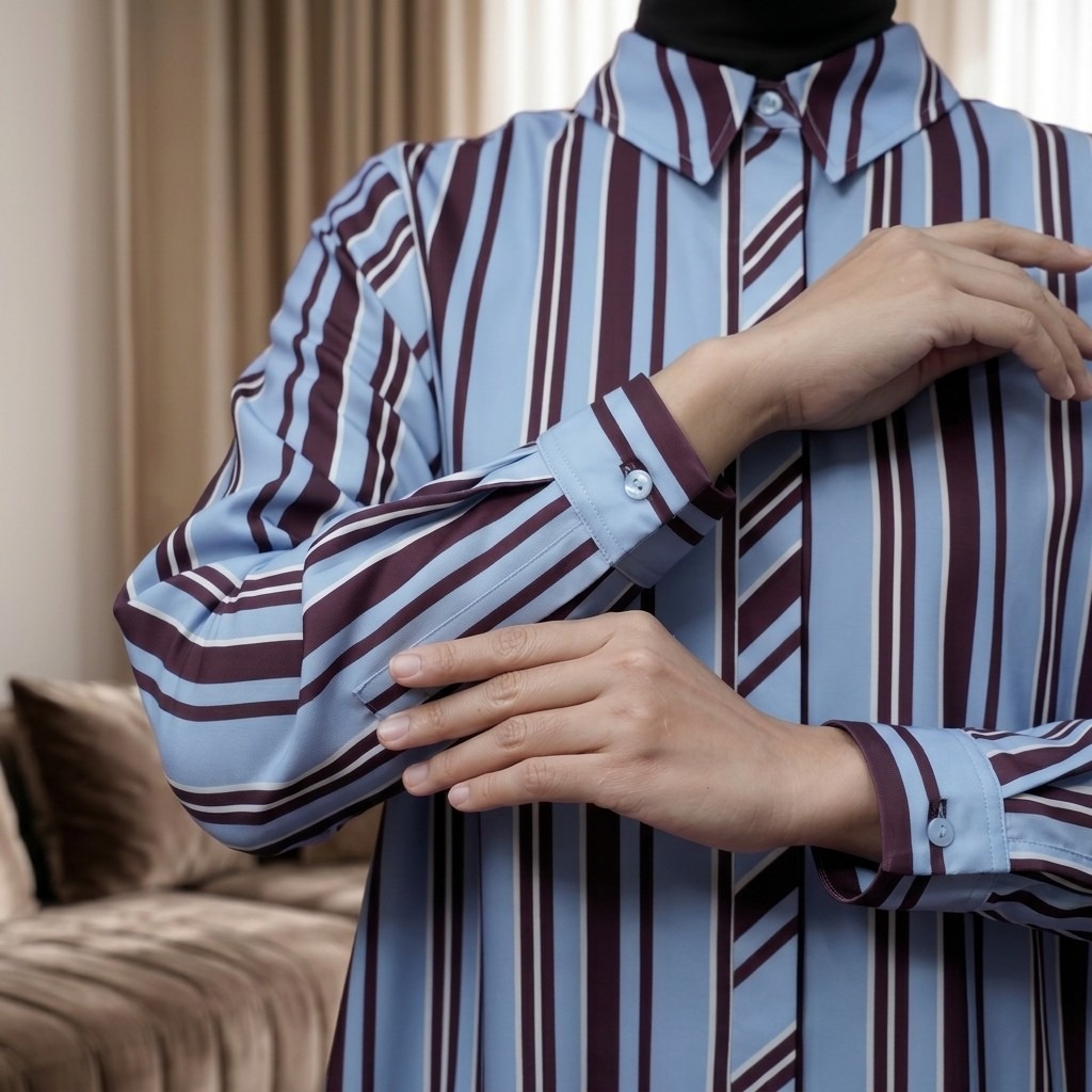 Zoya Basic Ploi Stripe Shirt Z01 - Atasan Blouse Officewear - Bahan Cotton Poly Twill Print