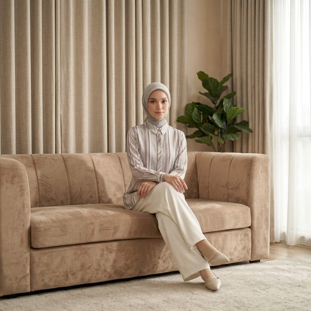Zoya Basic Ploi Stripe Shirt Z01 - Atasan Blouse Officewear - Bahan Cotton Poly Twill Print