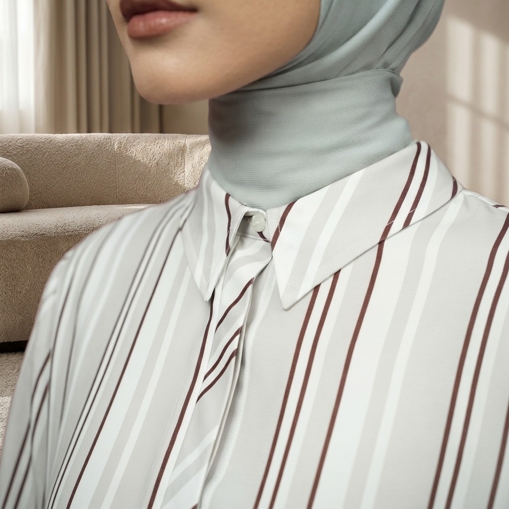 Zoya Basic Ploi Stripe Shirt Z01 - Atasan Blouse Officewear - Bahan Cotton Poly Twill Print
