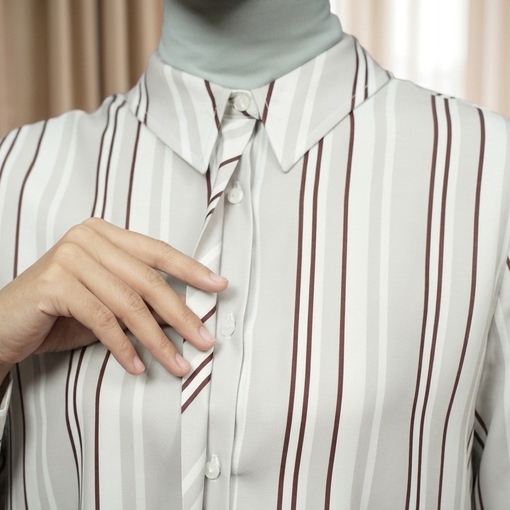 Zoya Basic Ploi Stripe Shirt Z01 - Atasan Blouse Officewear - Bahan Cotton Poly Twill Print