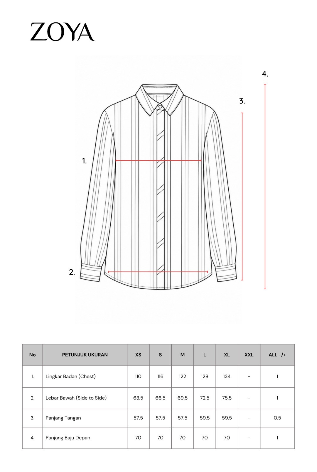 Zoya Basic Ploi Stripe Shirt Z01 - Atasan Blouse Officewear - Bahan Cotton Poly Twill Print