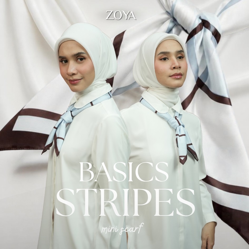 Zoya - Basic Stripes Syal Scarf Motif Premium - Mini Scarf