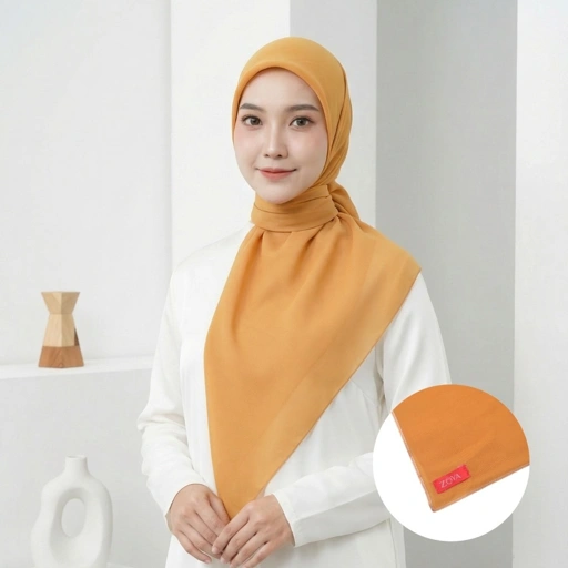 Image of Zoya - Beleza Scarf - Kerudung Hijab Segiempat Polos - Finishing Pita - Bahan Soft Polyester