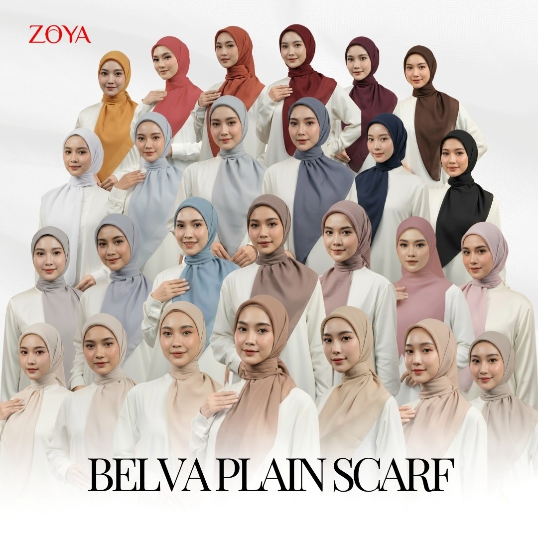 Zoya - Belva Plain Scarf - Plain Rectangular Hijab Veil - Soft Polyester Material