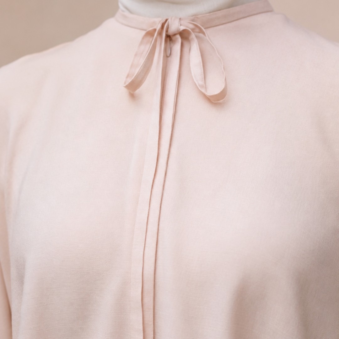 Zoya Bow Round Neck Z01 Office Wear - Atasan Wanita Wudhu Friendly - Bahan Laura