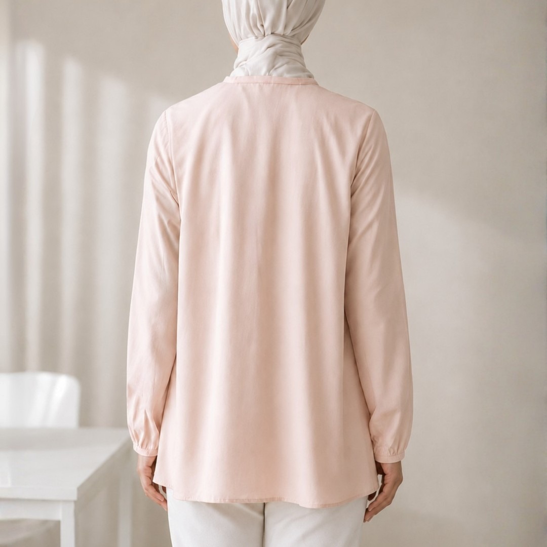 Zoya Bow Round Neck Z01 Office Wear - Atasan Wanita Wudhu Friendly - Bahan Laura