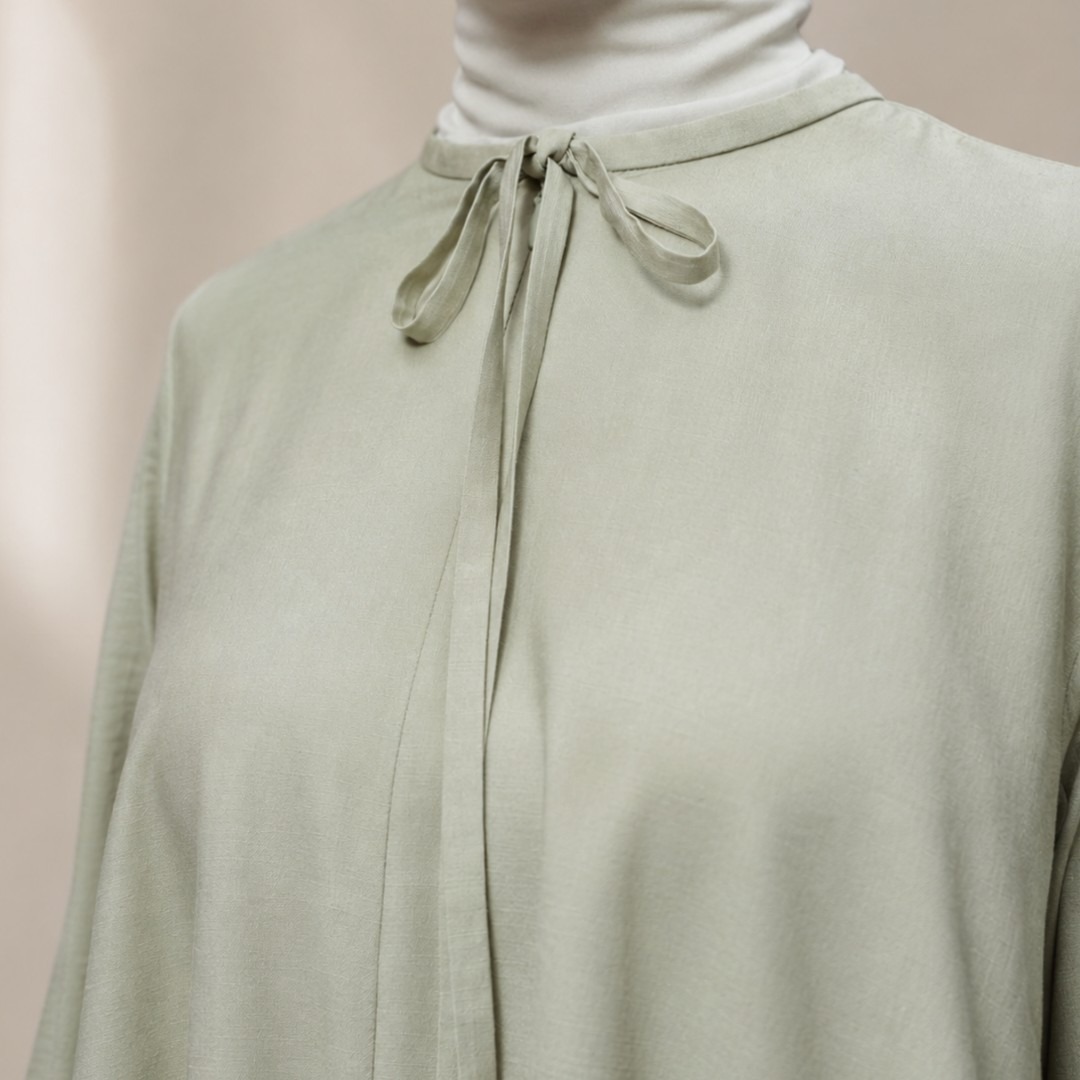 Zoya Bow Round Neck Z01 Office Wear - Atasan Wanita Wudhu Friendly - Bahan Laura