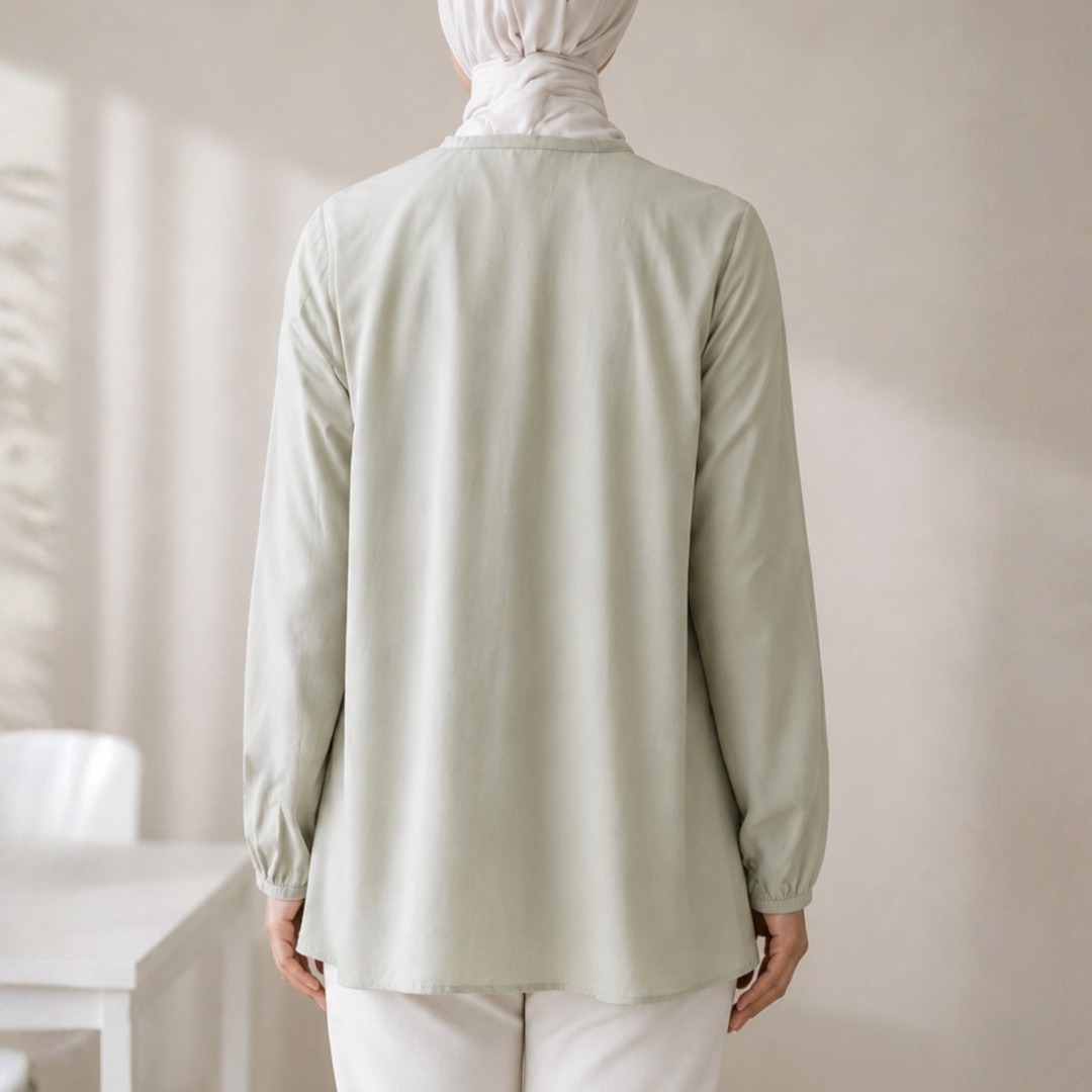 Zoya Bow Round Neck Z01 Office Wear - Atasan Wanita Wudhu Friendly - Bahan Laura