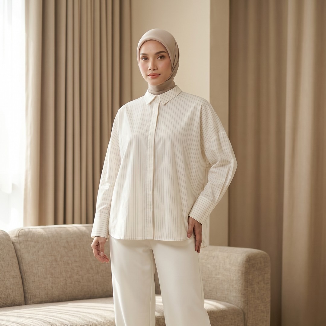 Zoya Boxy Fit Shirt Z01 - Atasan Blouse Officewear - Bahan Cotton Print