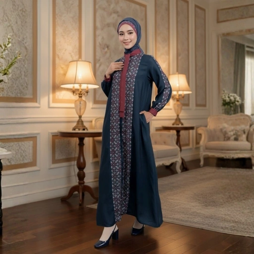 Image of Zoya Dalara Dress - Gamis Muslim Wanita Busui Friendly - Bahan Poly Textured