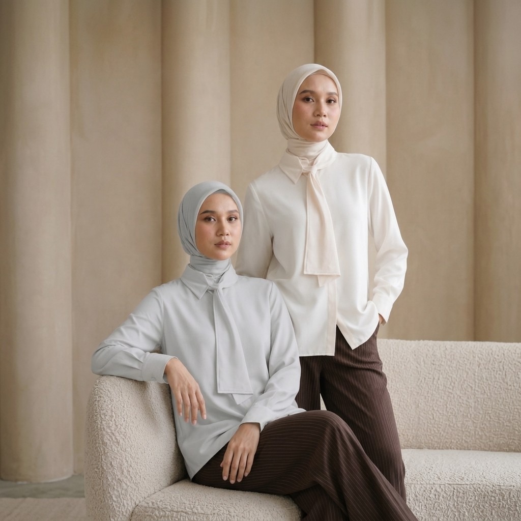 Zoya Detail Collar Shirt Z01 - Atasan Blouse Officewear - Bahan Poly Twill