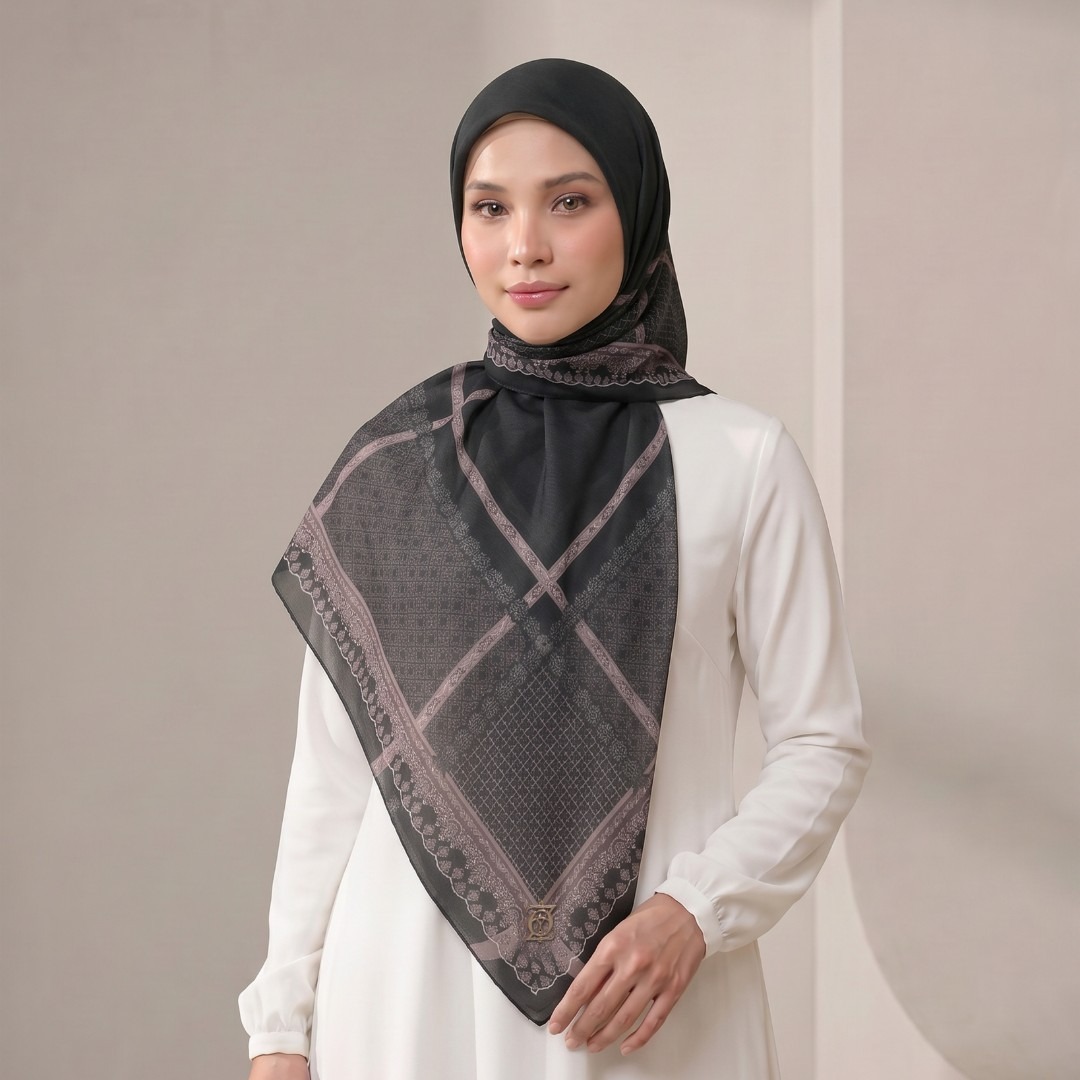 Zoya - Dreya Print Scarf - Kerudung Hijab Segiempat Motif - Pouch Ziplock