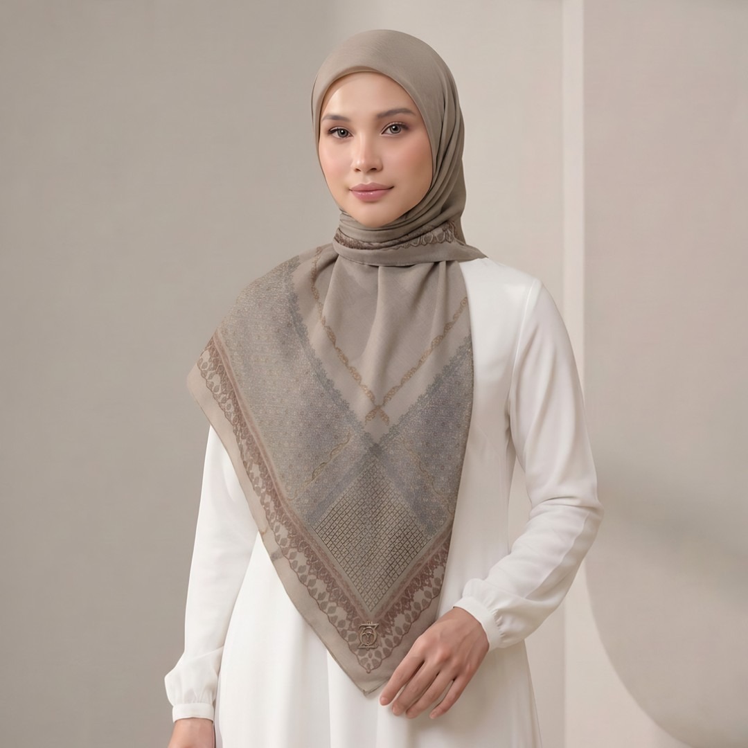 Zoya - Dreya Print Scarf - Kerudung Hijab Segiempat Motif - Pouch Ziplock