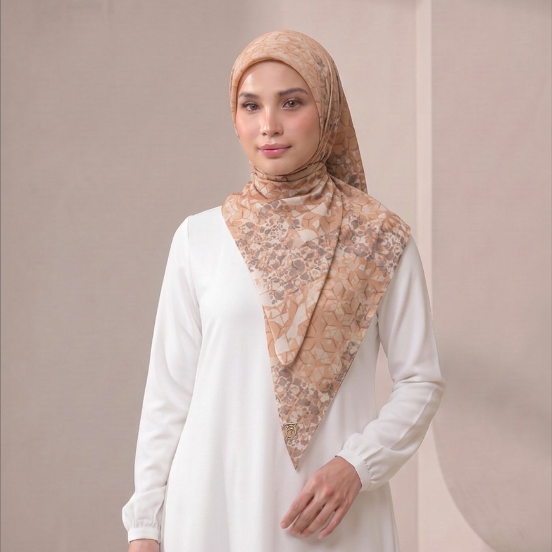 Zoya - Elara Dimensi Scarf - Kerudung Hijab Segiempat Motif - Pouch Ziplock