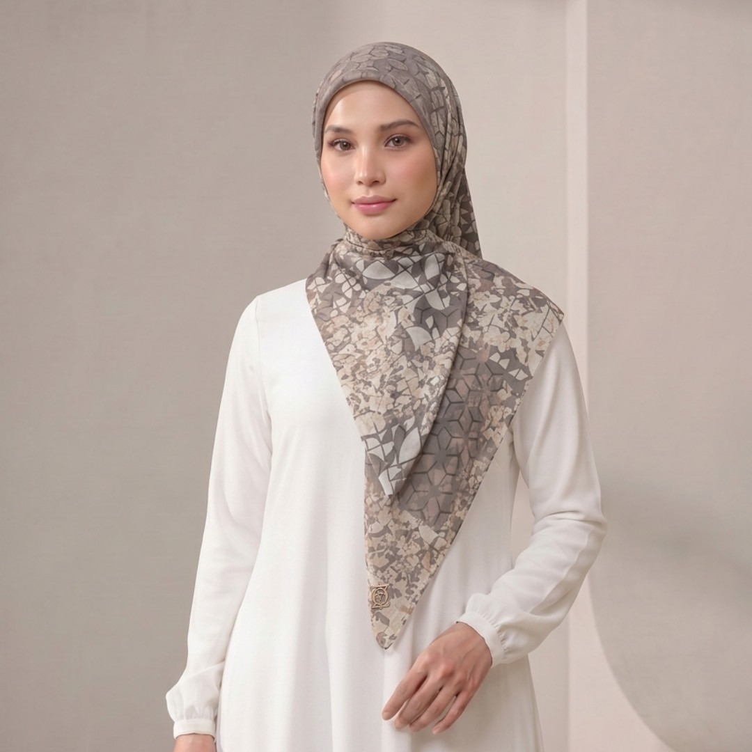 Zoya - Elara Dimensi Scarf - Kerudung Hijab Segiempat Motif - Pouch Ziplock
