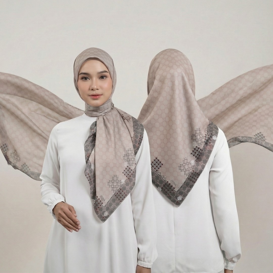 Zoya - Farzia Print Scarf - Kerudung Hijab Segiempat Motif - Bahan Tasdia
