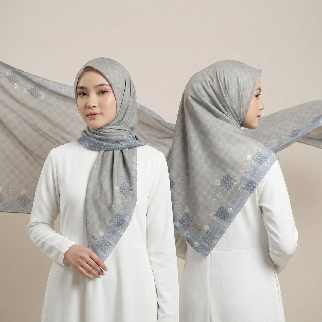Zoya - Farzia Print Scarf - Kerudung Hijab Segiempat Motif - Bahan Tasdia
