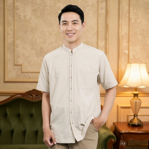 Image of Zoya Feza Menswear - Baju Koko Pria Lengan Pendek - Bahan Cotton Slub