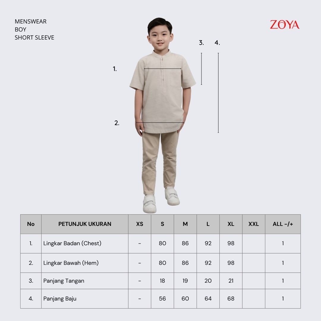 Zoya Filo Menswear Boys - Koko Baju Muslim Anak Pria - Bahan Cotton Slub