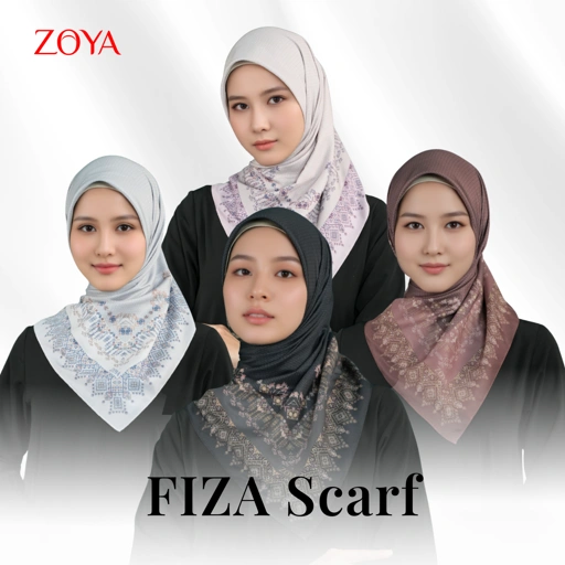 Image of Zoya Fiza Print Scarf - Kerudung Hijab Segiempat Motif With Pouch Ziplock - Bahan Poly Fine