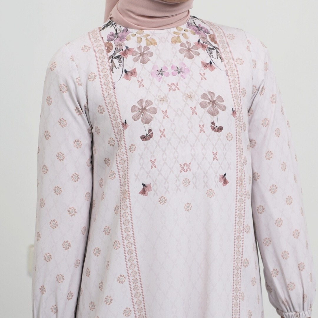 Zoya Freesia Dress Girl Cream - Gamis Muslimah Anak Perempuan - Bahan Soft Polyester