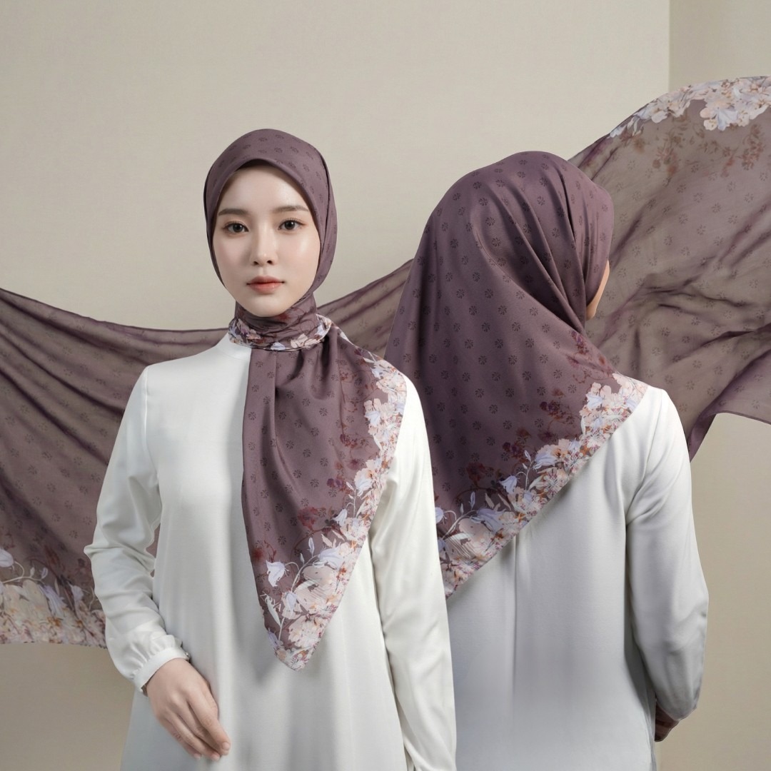 Zoya - Friska Print Scarf - Kerudung Hijab Segiempat Motif - Pouch Ziplock
