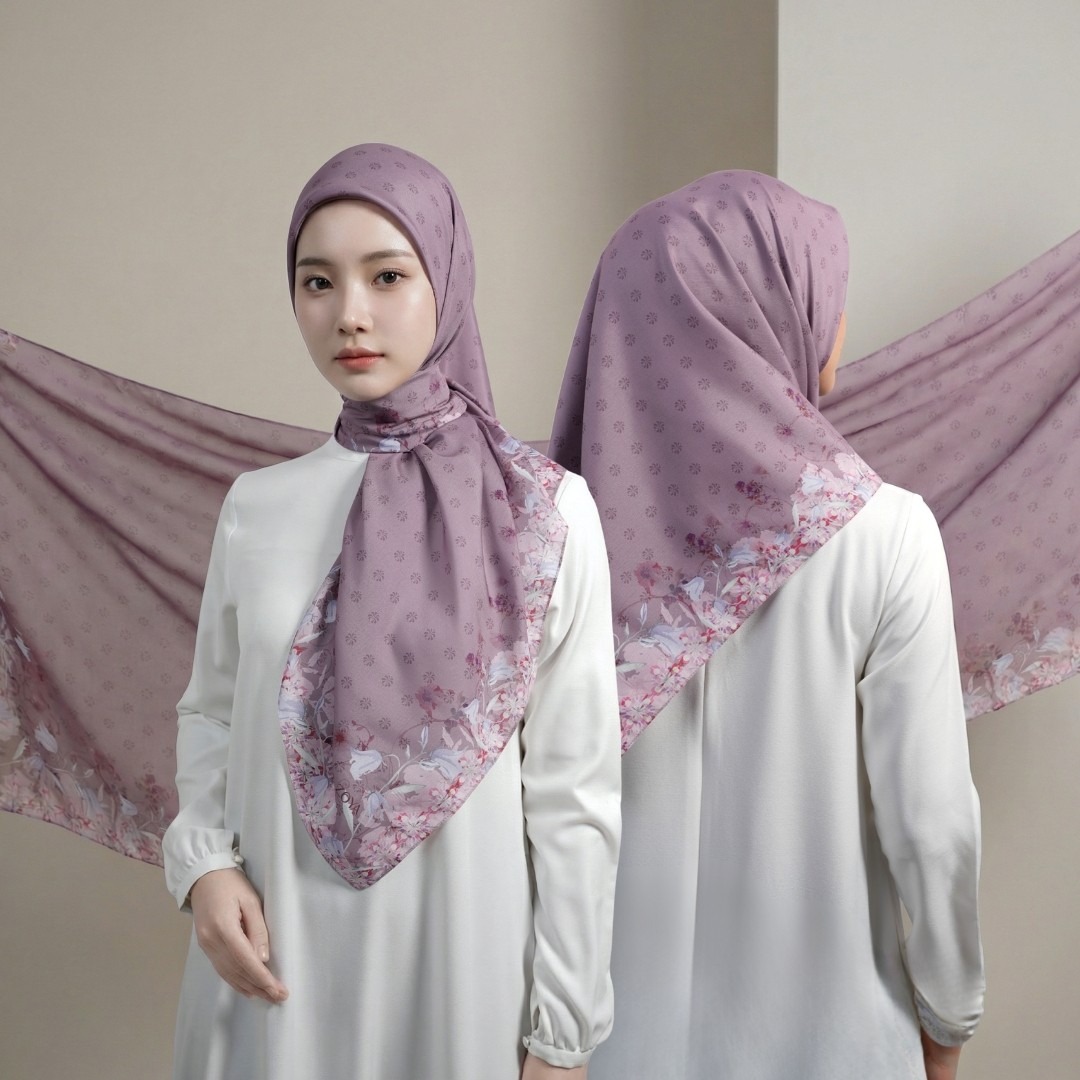 Zoya - Friska Print Scarf - Kerudung Hijab Segiempat Motif - Pouch Ziplock