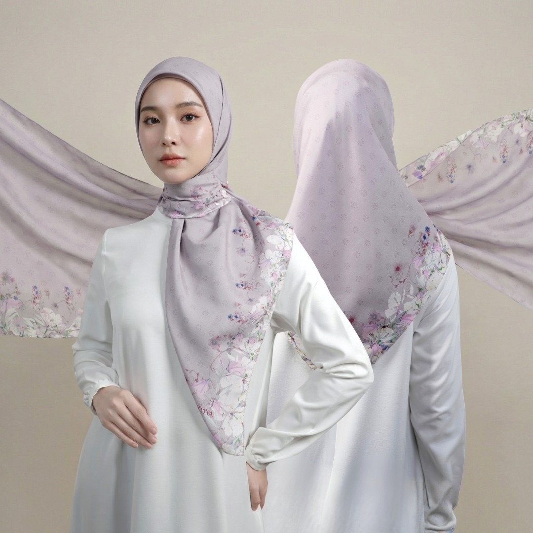 Zoya - Friska Print Scarf - Kerudung Hijab Segiempat Motif - Pouch Ziplock