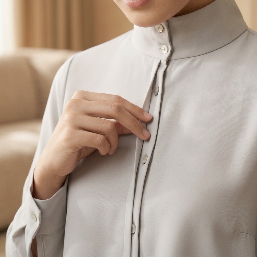 Zoya Funnel Half Placket Blouse Z01 - Atasan Blouse Officewear - Bahan Poly Twill
