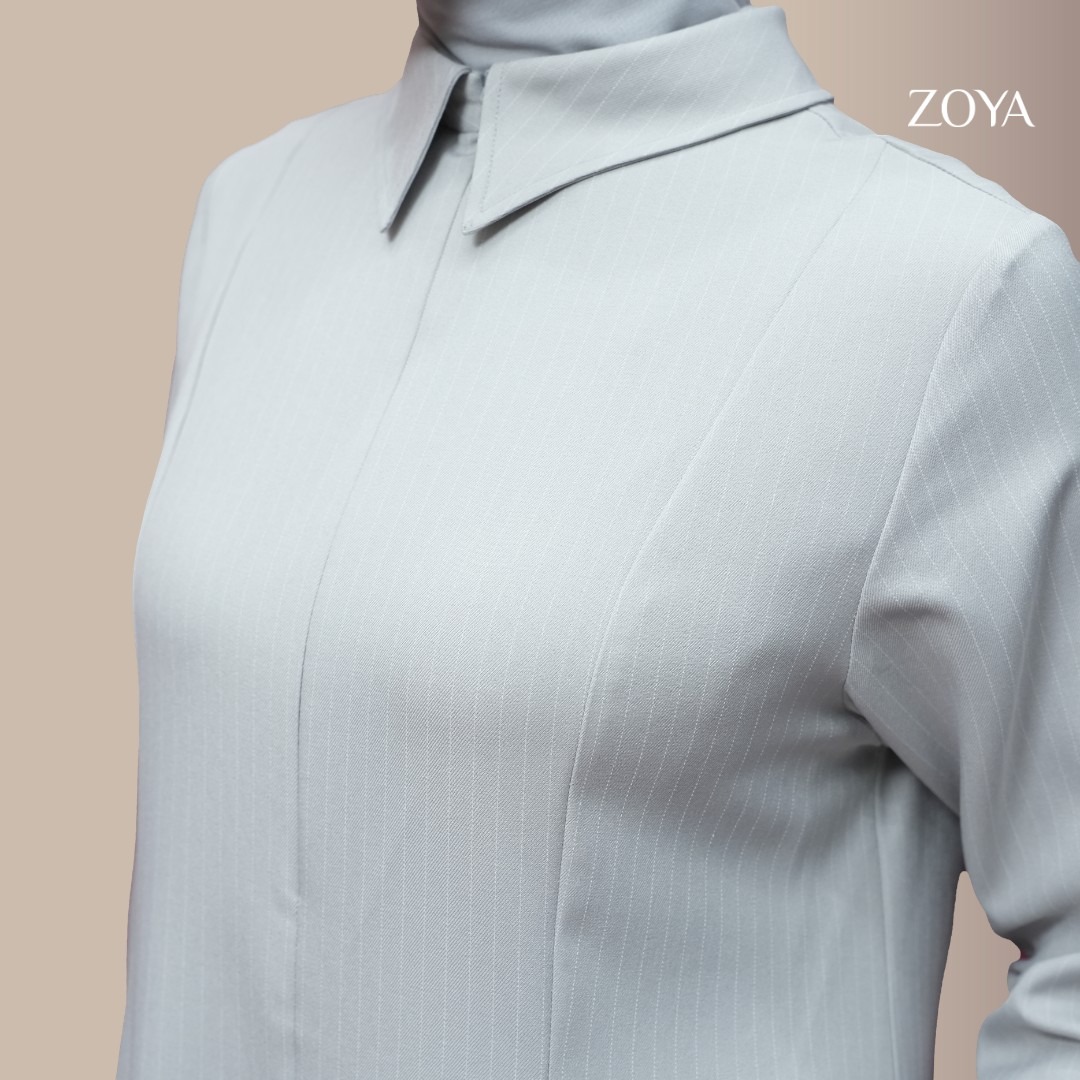 Zoya Godet Panel Zip Dress GPZ Z01 - Dress Wanita Officewear - Bahan Wooly Stripe