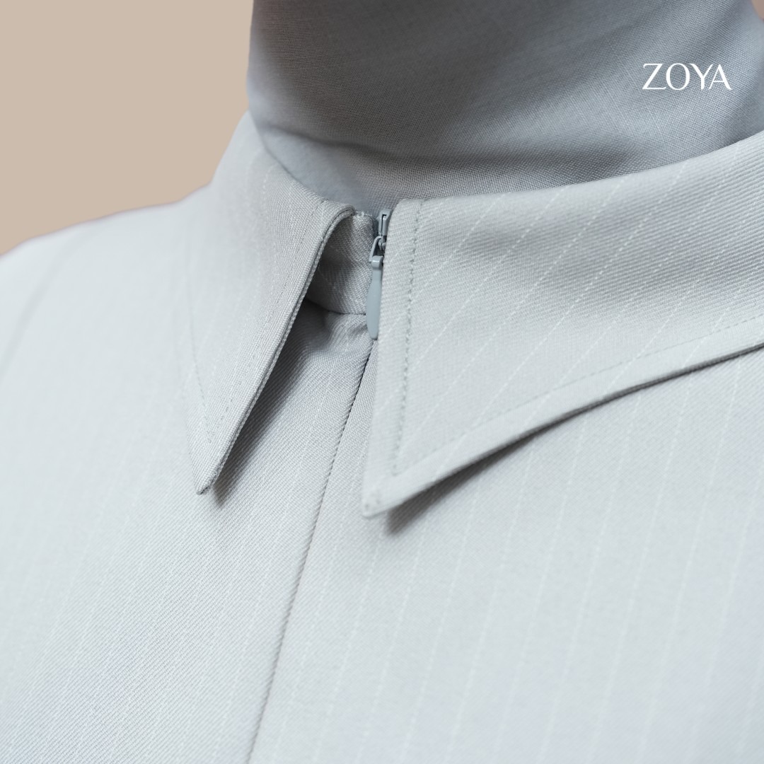 Zoya Godet Panel Zip Dress GPZ Z01 - Dress Wanita Officewear - Bahan Wooly Stripe