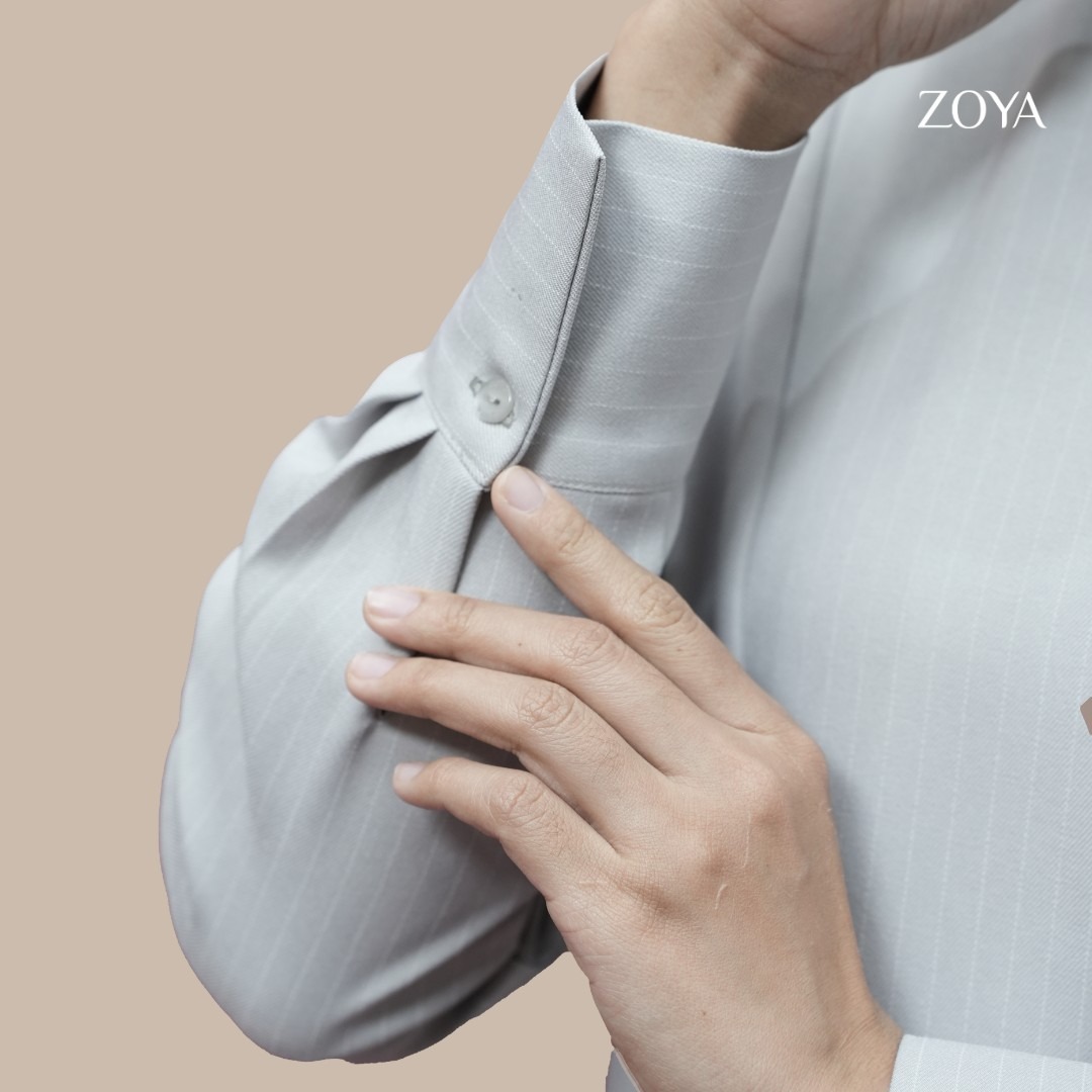 Zoya Godet Panel Zip Dress GPZ Z01 - Dress Wanita Officewear - Bahan Wooly Stripe