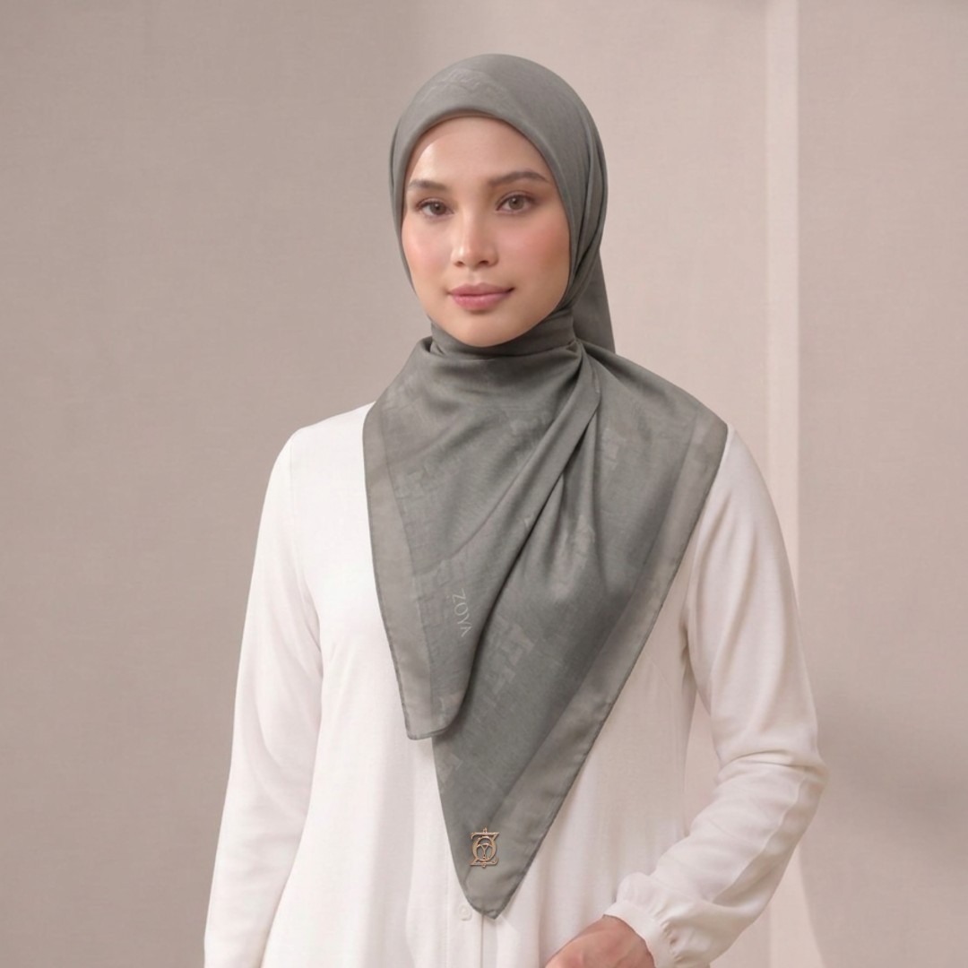 Zoya - Gradient Loom Scarf - Kerudung Hijab Segiempat Motif - Pouch Ziplock