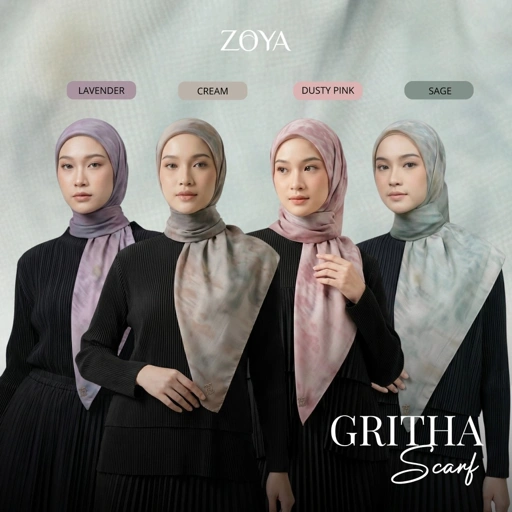 Image of Zoya - Gritha Print Scarf - Kerudung Hijab Segi Empat Motif Premium - Box