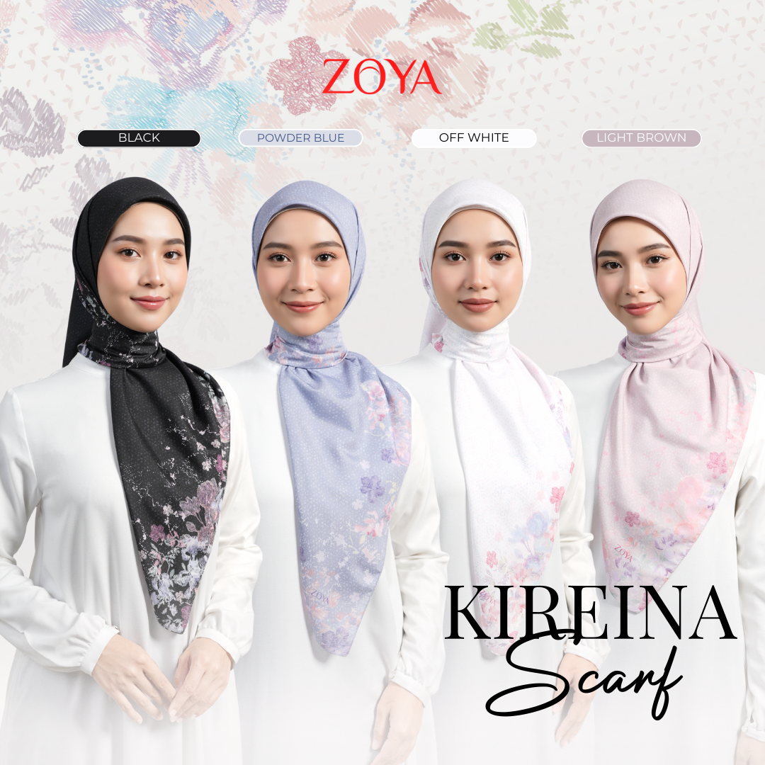 Zoya - Kireina Print Scarf - Kerudung Hijab Segiempat Motif - Pouch Ziplock