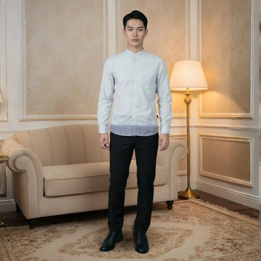 Image of Zoya Kafin Menswear - Baju Koko Pria Lengan Panjang - Bahan Cotton Slub