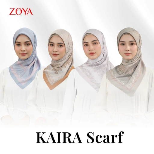 Image of Zoya - Kaira Print Scarf - Motif Rectangular Hijab Veil - Ziplock Pouch