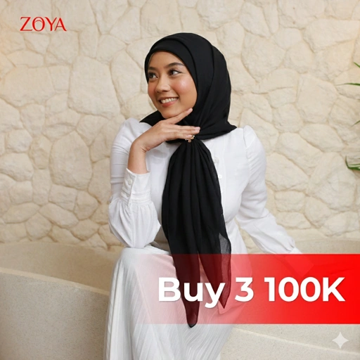 Image of Zoya KAMANIYA Plain Scarf - Kerudung Hijab Segi Empat Polos Bahan Voal - Ukuran 110 x 110