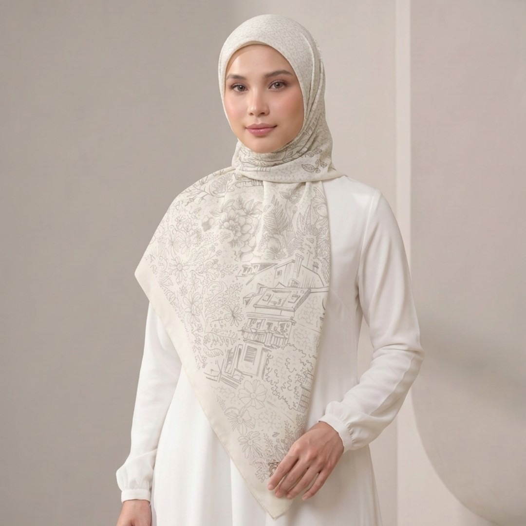 Zoya - Kaysha Print Scarf - Kerudung Hijab Segiempat Motif - Pouch Ziplock