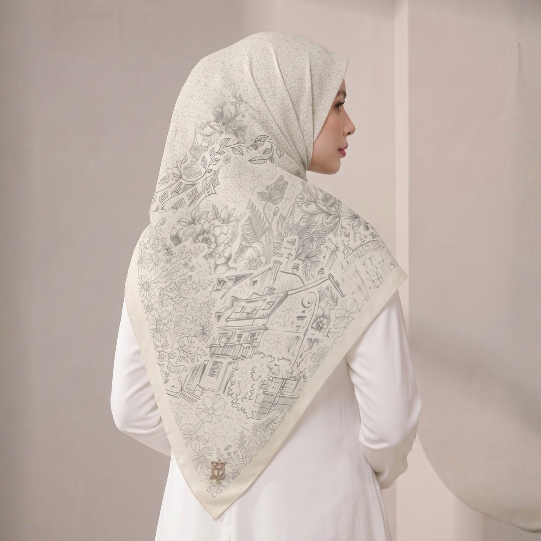 Zoya - Kaysha Print Scarf - Kerudung Hijab Segiempat Motif - Pouch Ziplock