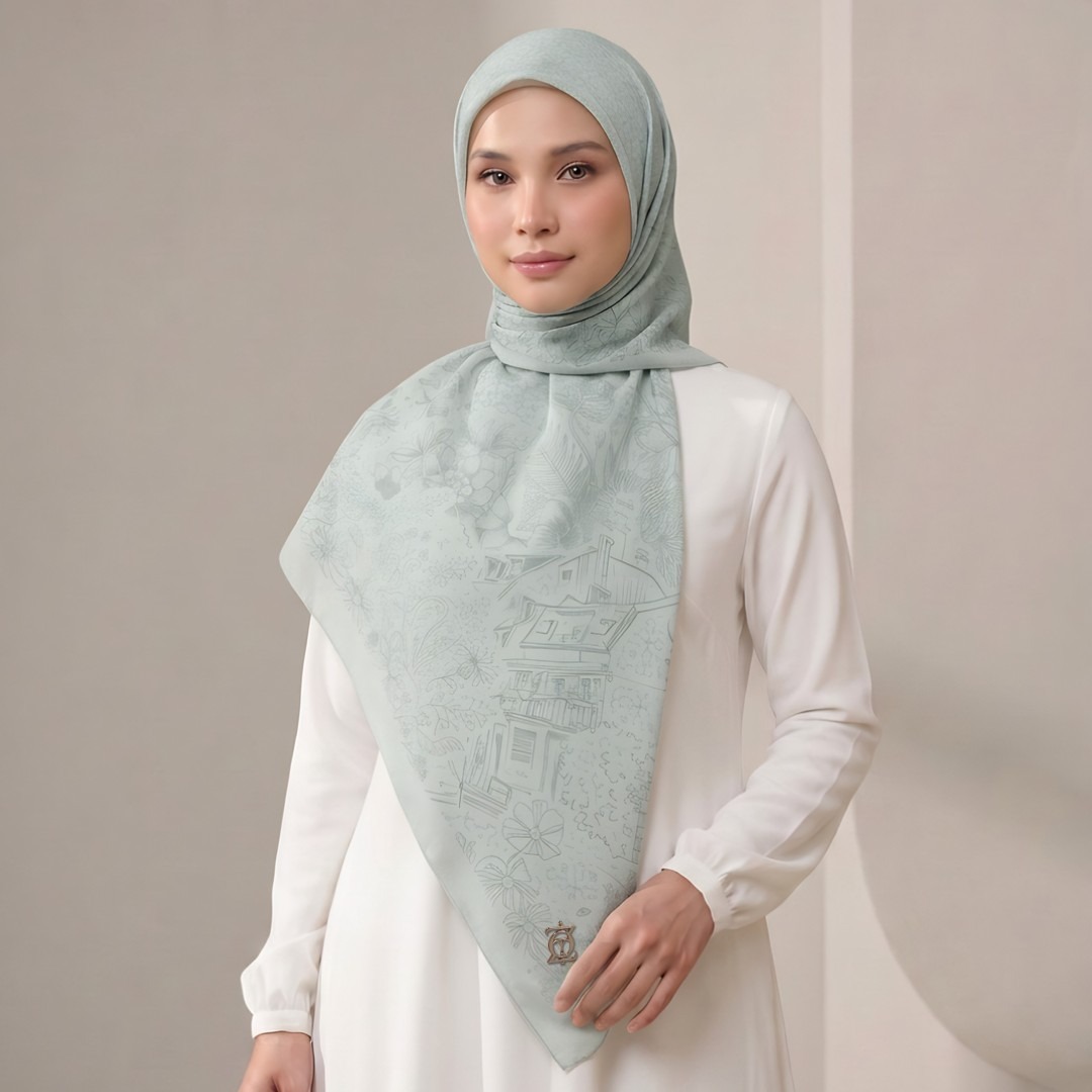 Zoya - Kaysha Print Scarf - Kerudung Hijab Segiempat Motif - Pouch Ziplock