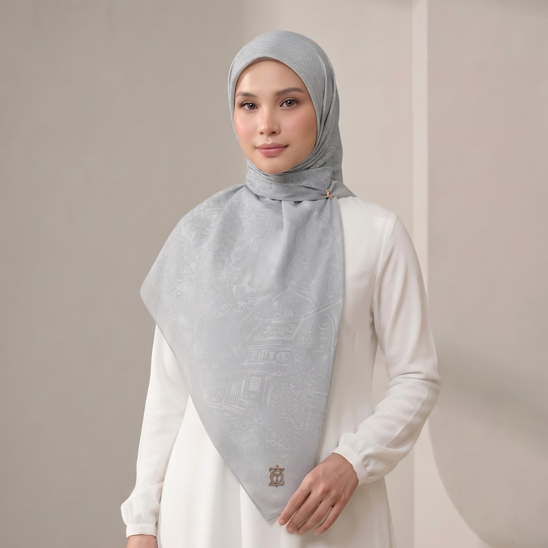 Zoya - Kaysha Print Scarf - Kerudung Hijab Segiempat Motif - Pouch Ziplock