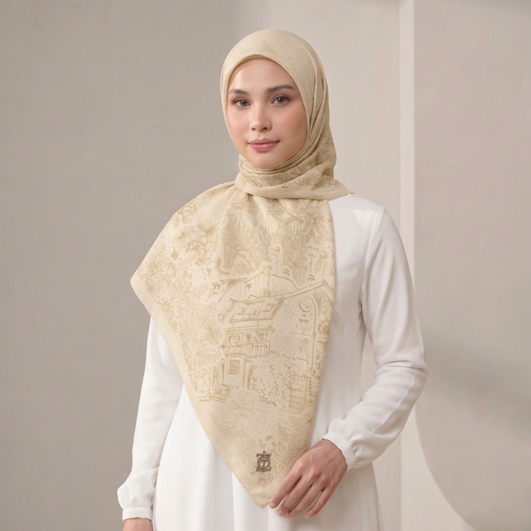 Zoya - Kaysha Print Scarf - Kerudung Hijab Segiempat Motif - Pouch Ziplock