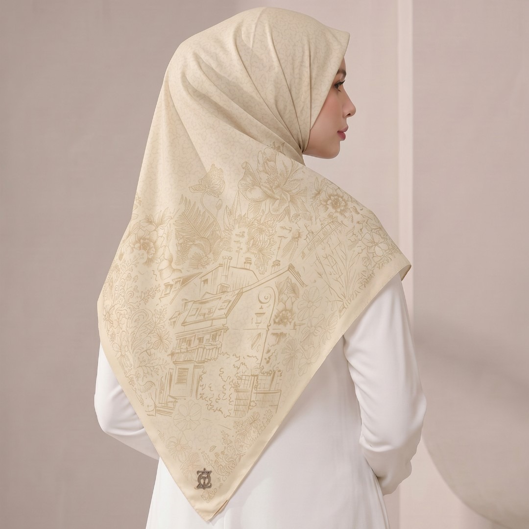 Zoya - Kaysha Print Scarf - Kerudung Hijab Segiempat Motif - Pouch Ziplock