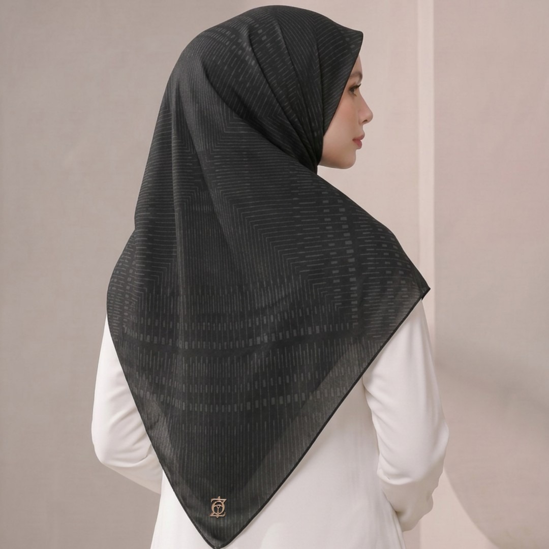 Zoya - Khaia Lattice Scarf - Kerudung Hijab Segiempat Motif - Pouch Ziplock