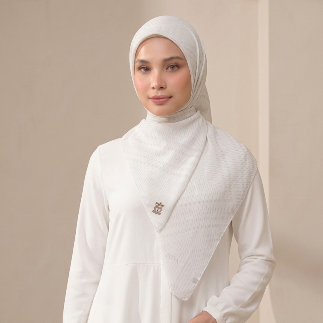 Zoya - Khaia Lattice Scarf - Kerudung Hijab Segiempat Motif - Pouch Ziplock