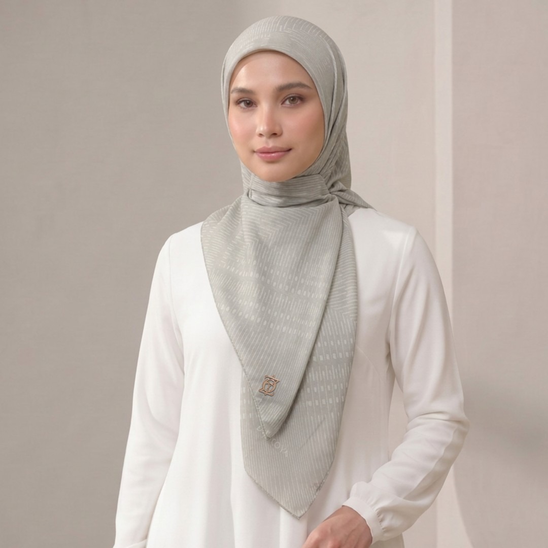 Zoya - Khaia Lattice Scarf - Kerudung Hijab Segiempat Motif - Pouch Ziplock