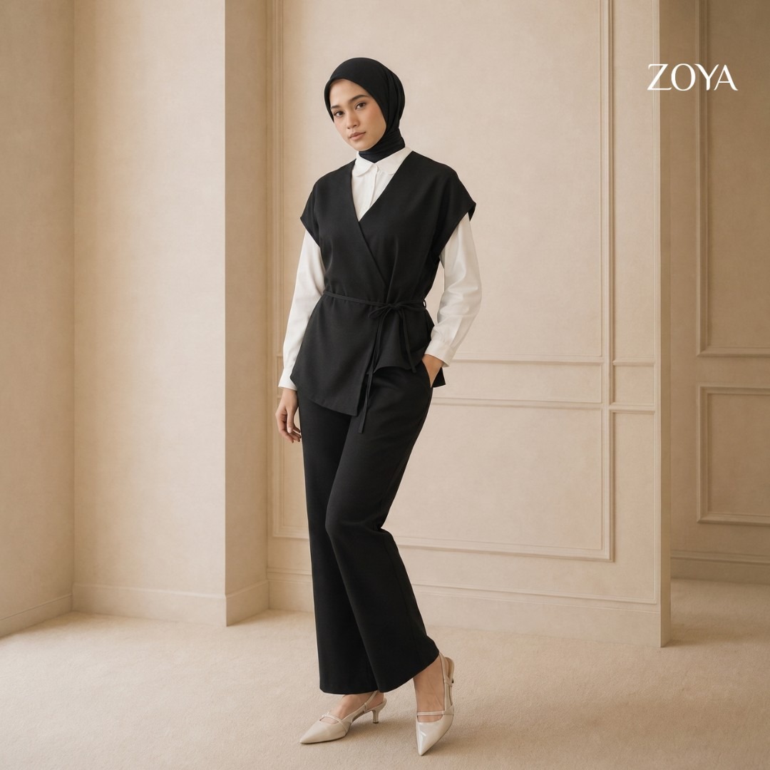 Zoya Kimono Cut Overslah KCO Z01 - Vest Outer Wanita - Bahan Poly Twill